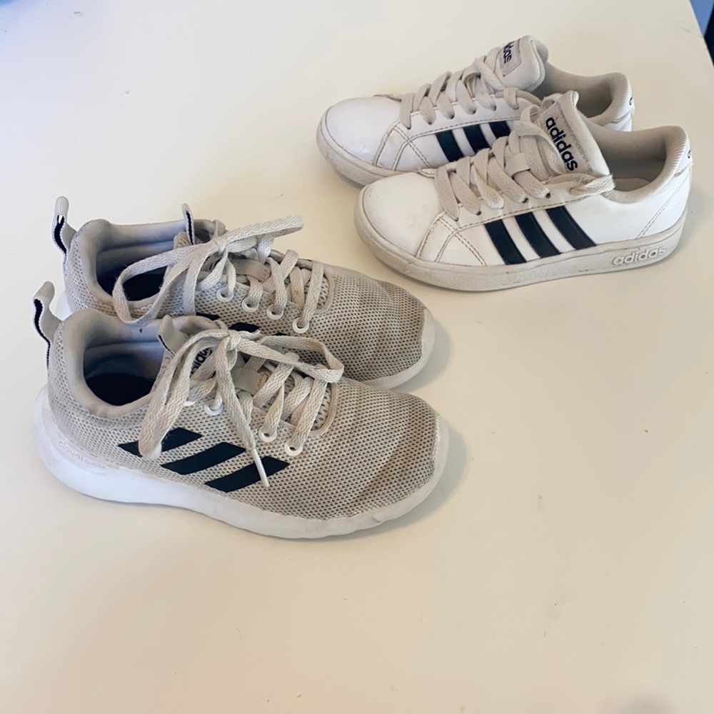 2 pairs of Kids Adidas size 11 Black/White